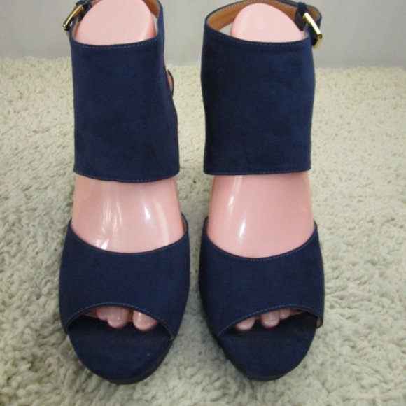 Blue Suede Nine West Sandaled Heels 8.5 - Picture 2 of 12